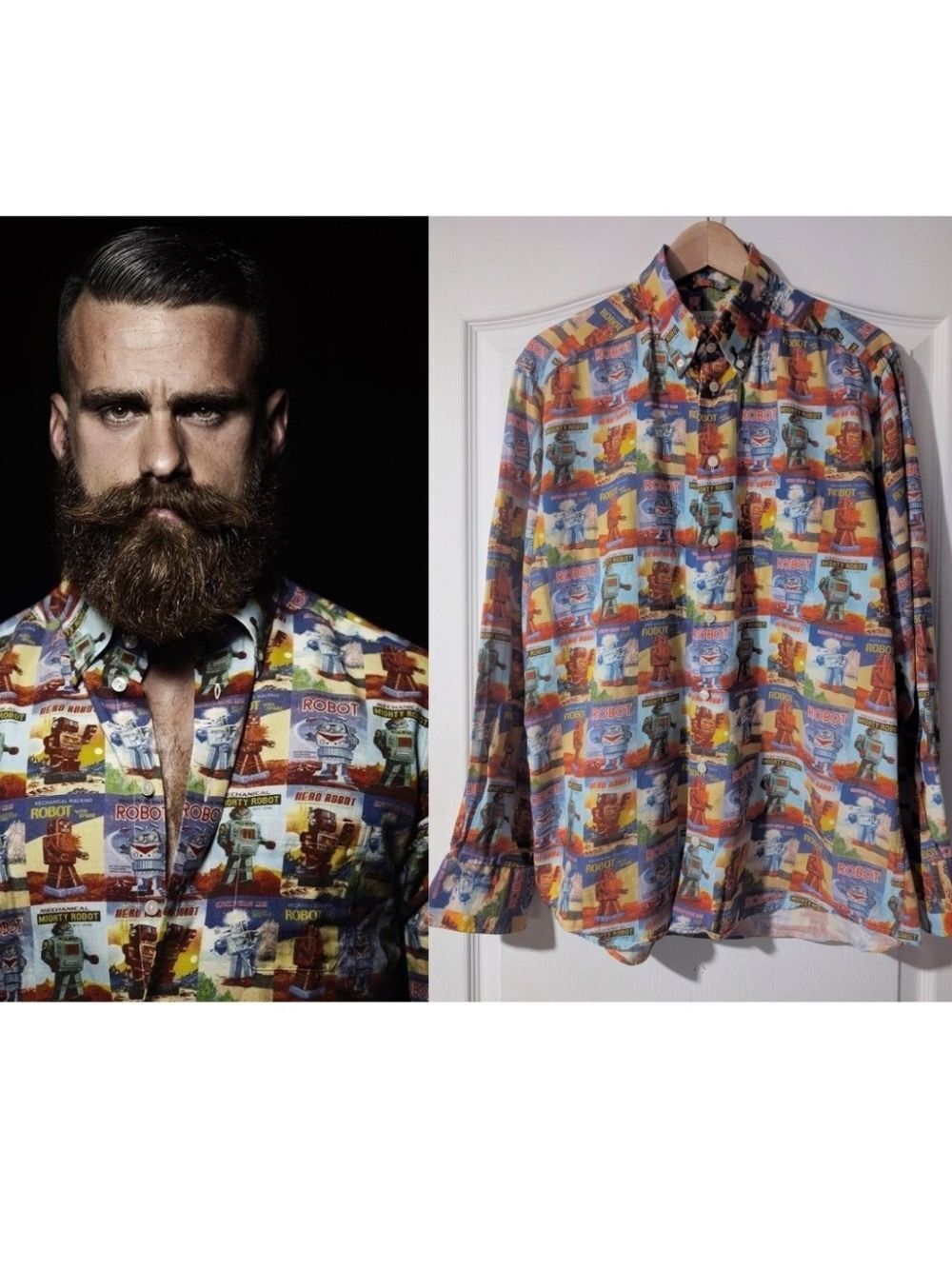 *Rare* Eton | Retro Sci-Fi Robot Slim Fit Shirt (16/41)